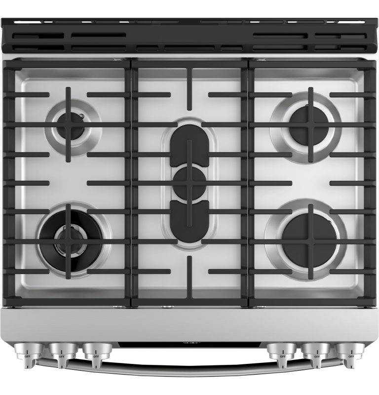 GE Profile™ Series P2S930YPFS 30" Dual Fuel SlideIn Front Control Range ADA Appliances
